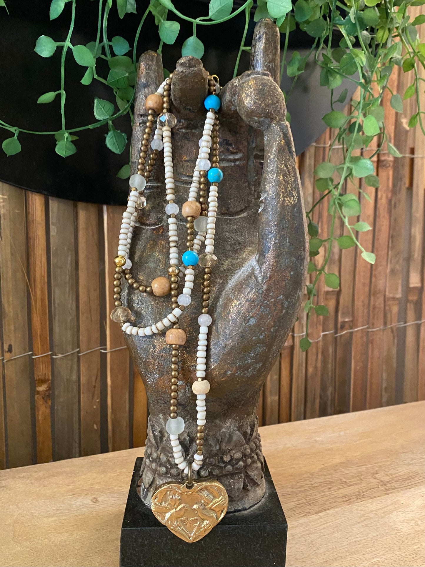 Handmade SUKAAH beaded necklace available in seasonal coastal colours, lightweight statement accessory