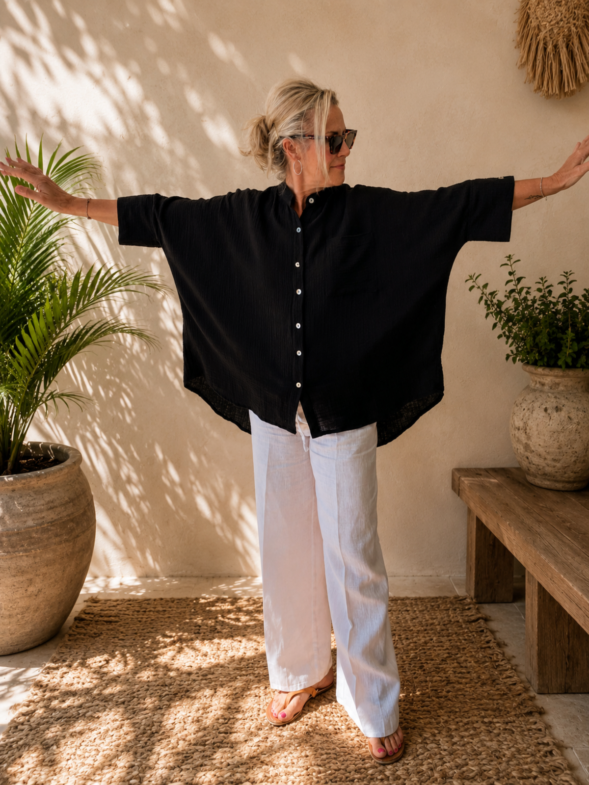  Cotton Crush oversized shirt in black