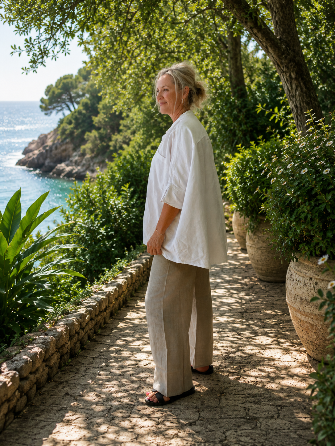 “Pure linen oversized women’s shirt by SUKAAH, relaxed fit summer clothing”