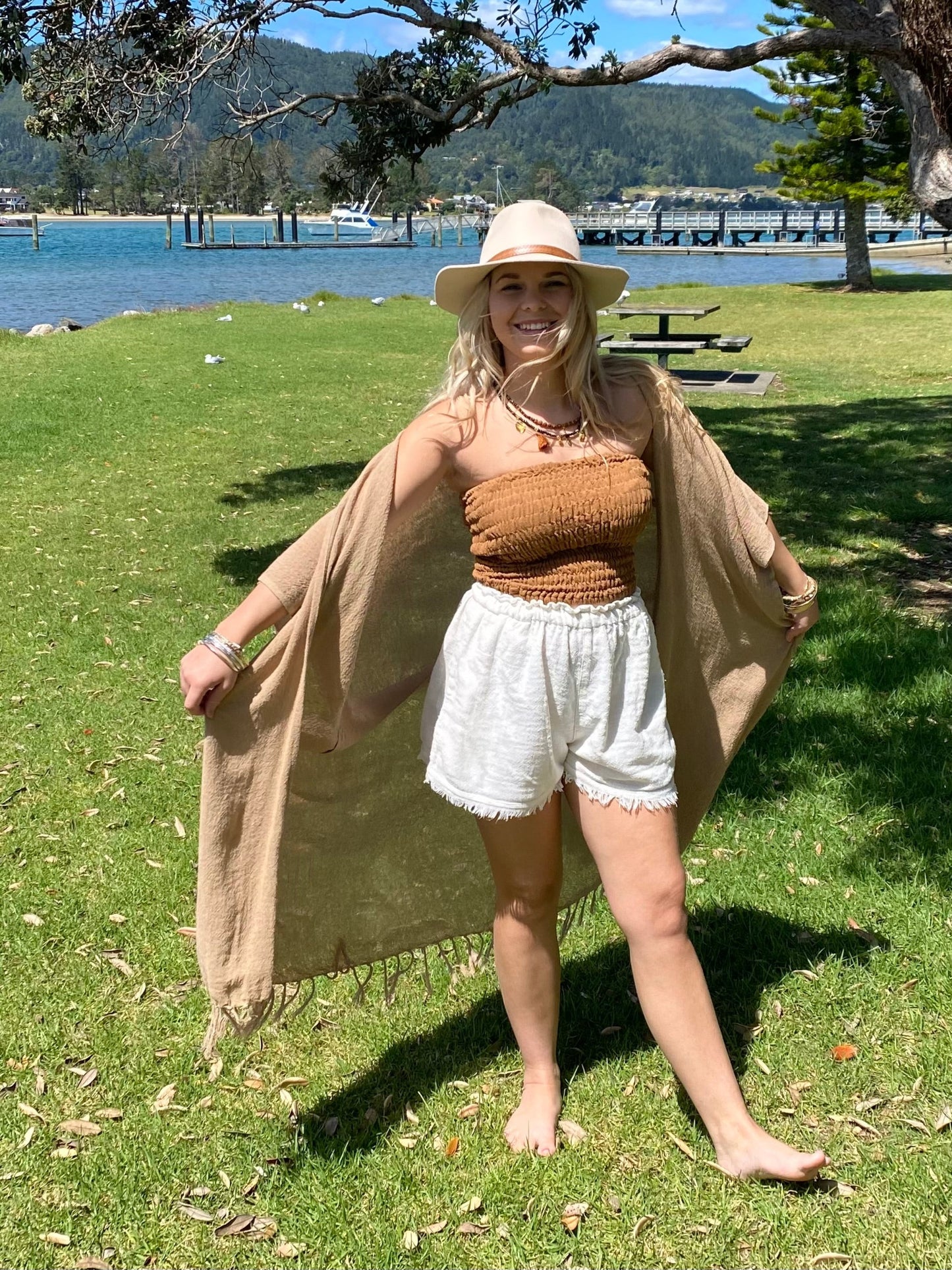 Lightweight ramie shorts by Sukaah crafted from natural fibre for warm Australian climates.