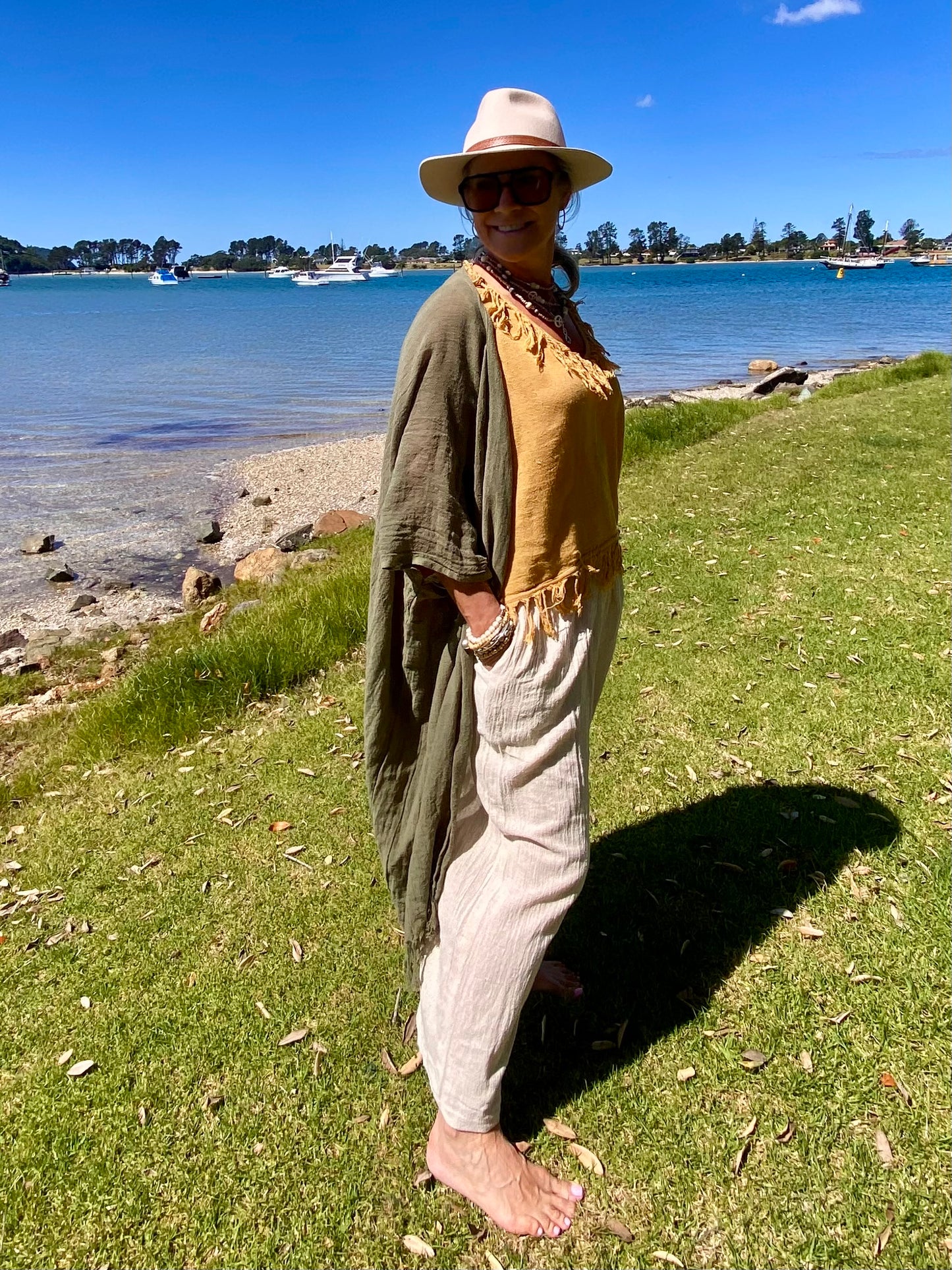 Breathable olive ramie kimono jacket – Sukaah women’s clothing Australia collection.