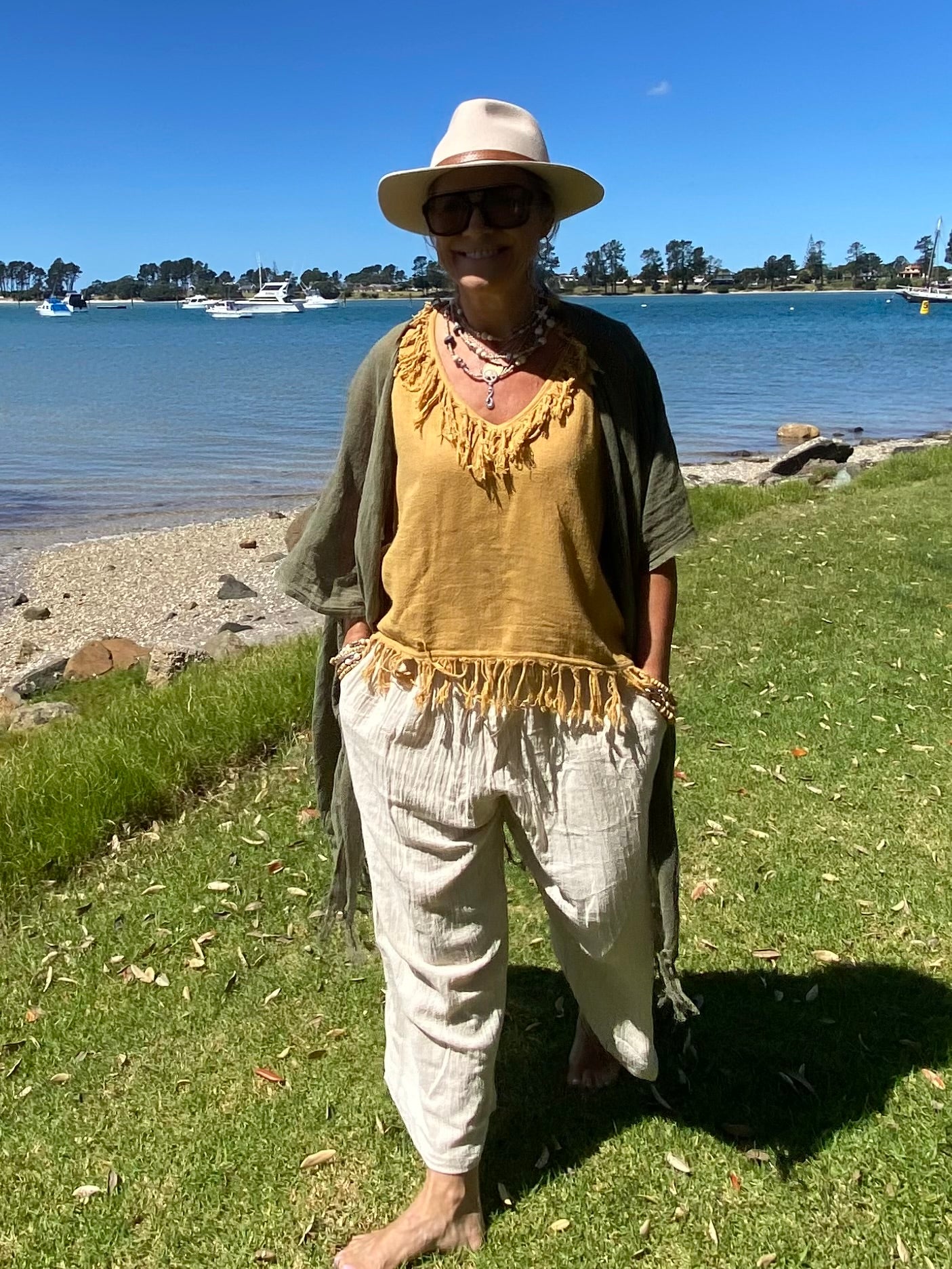 Breathable  olive ramie kimono jacket – Sukaah women’s clothing Australia collection.