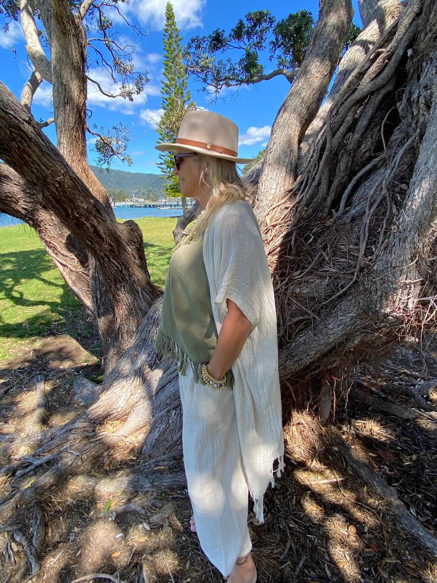 Women’s eco-friendly  natural ramie kimono jacket by Sukaah Australia.