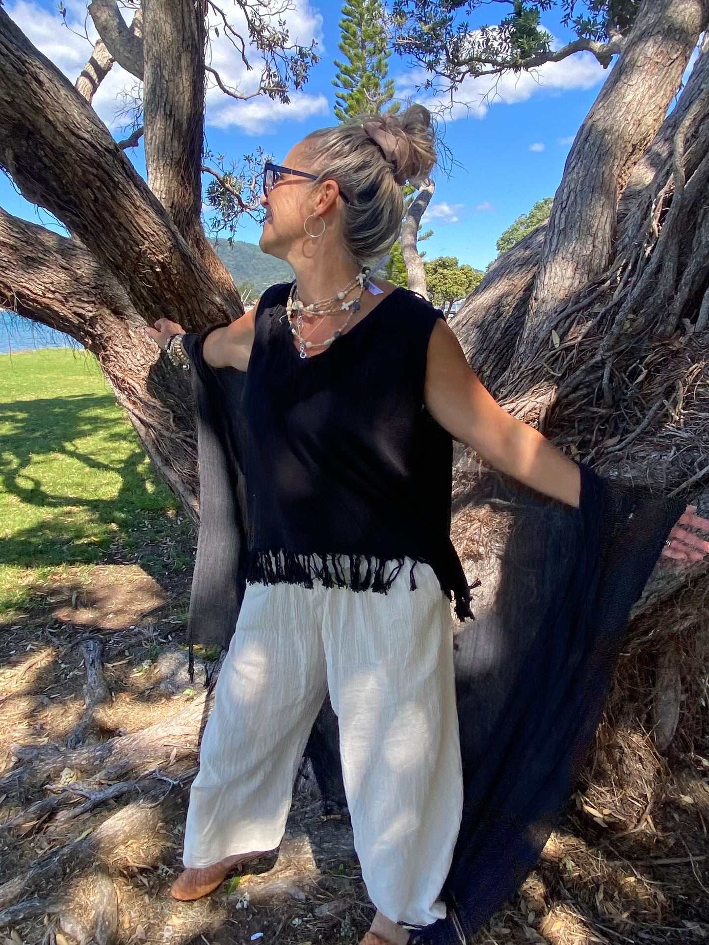 Breathable sustainable ramie top by Sukaah crafted for timeless resort fashion.