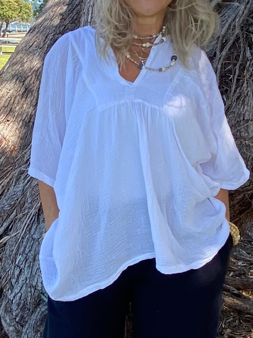 Sukaah natural fibre ramie top – feminine relaxed fit summer blouse.