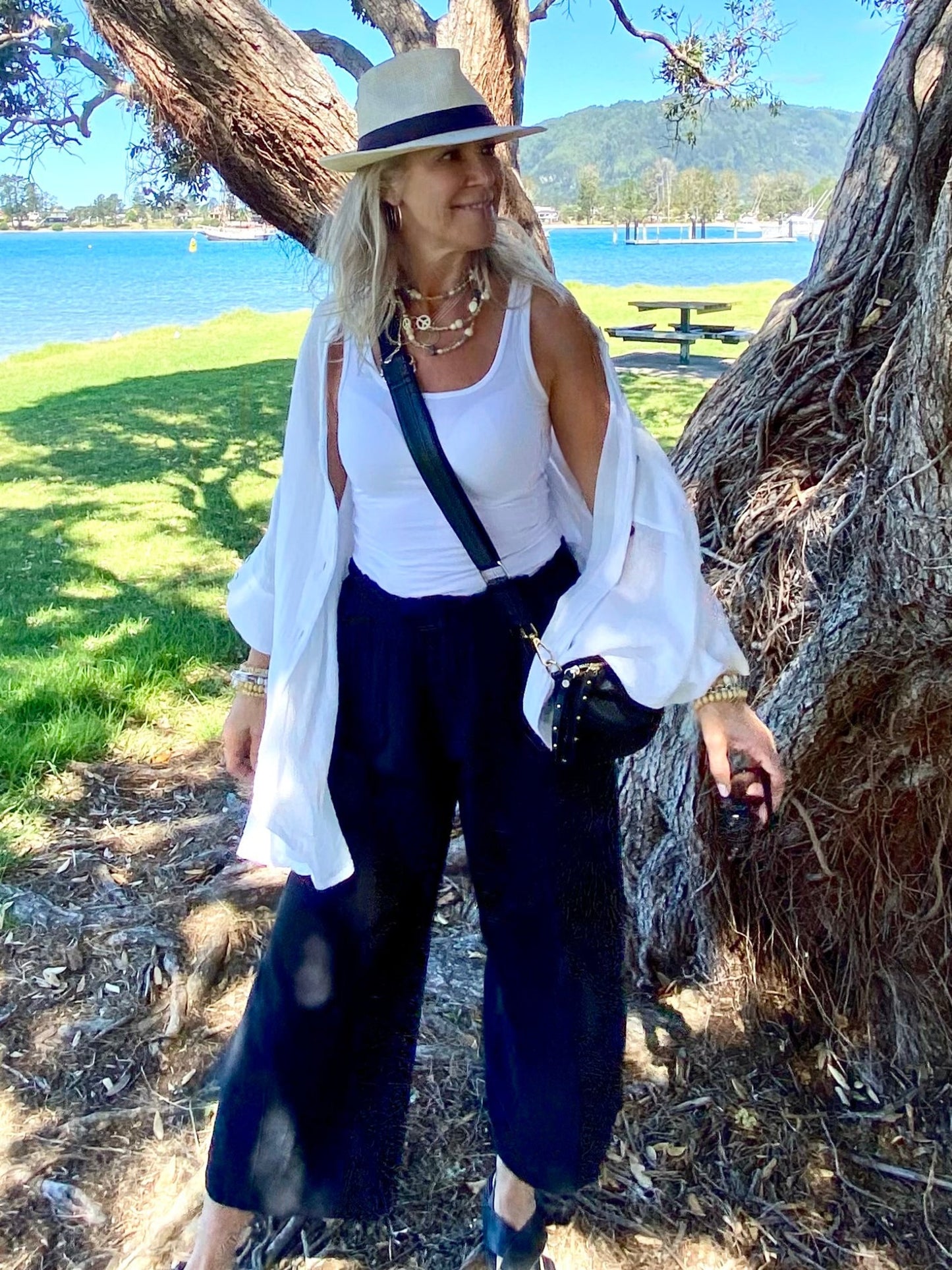 Natural Fibre Cotton Crush oversized shirt in white