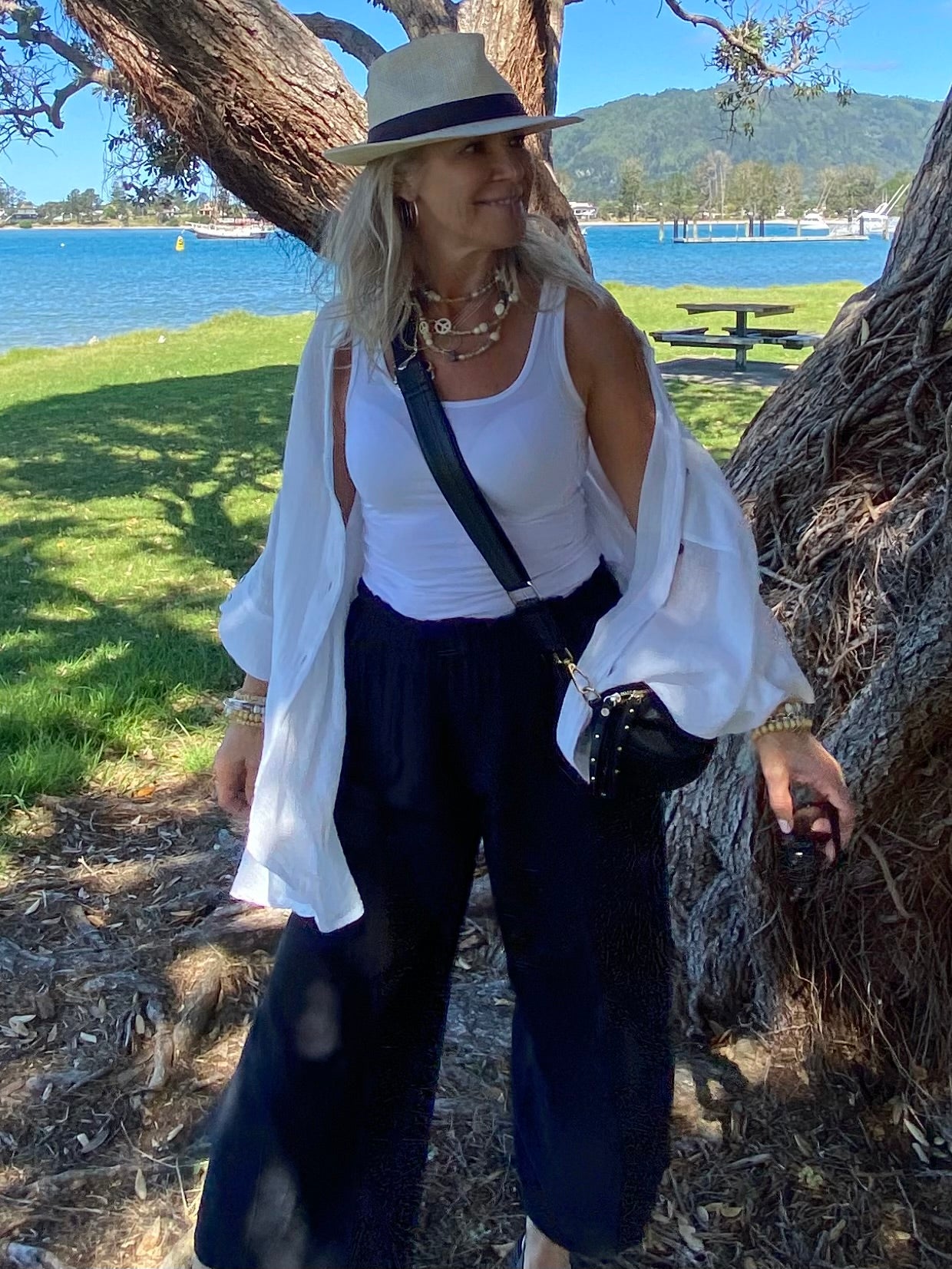 Lightweight ramie  black wide leg pants by Sukaah – feminine sustainable women’s clothing Australia.