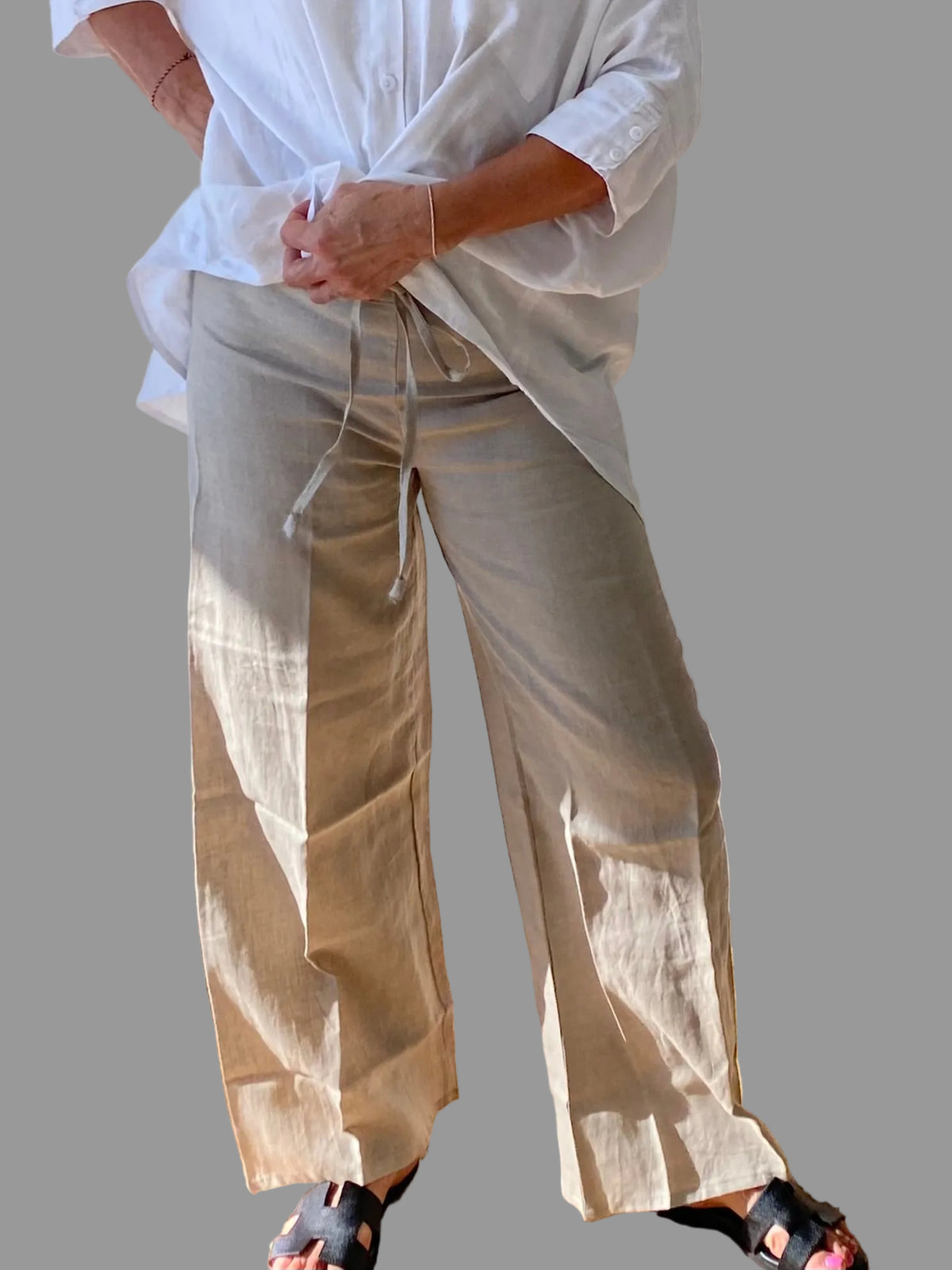 SUKAAH ramie wide leg pants — lightweight natural fibre trousers for women, effortless beach to bar styling Australia